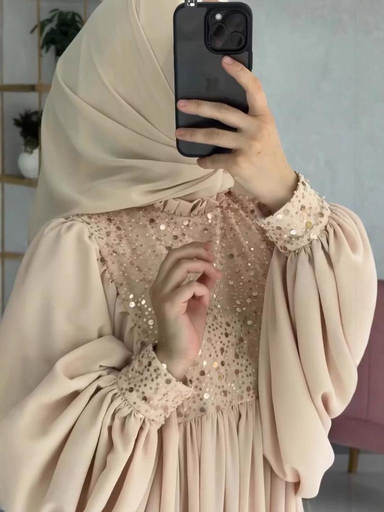 Rochie lungă de lux cu paiete și mărgele în stil palat de toamnă 2024 pentru Europa și America