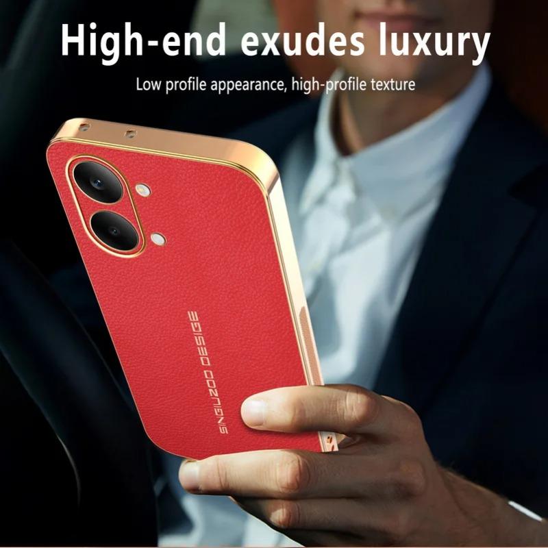 High-end Lychee Leather Plating Frame Case for Redmi Turbo 5 5 Max 15 15C 14C 14R 13 Note 15 Pro Plus 14S 14 13 12 Protect Cover