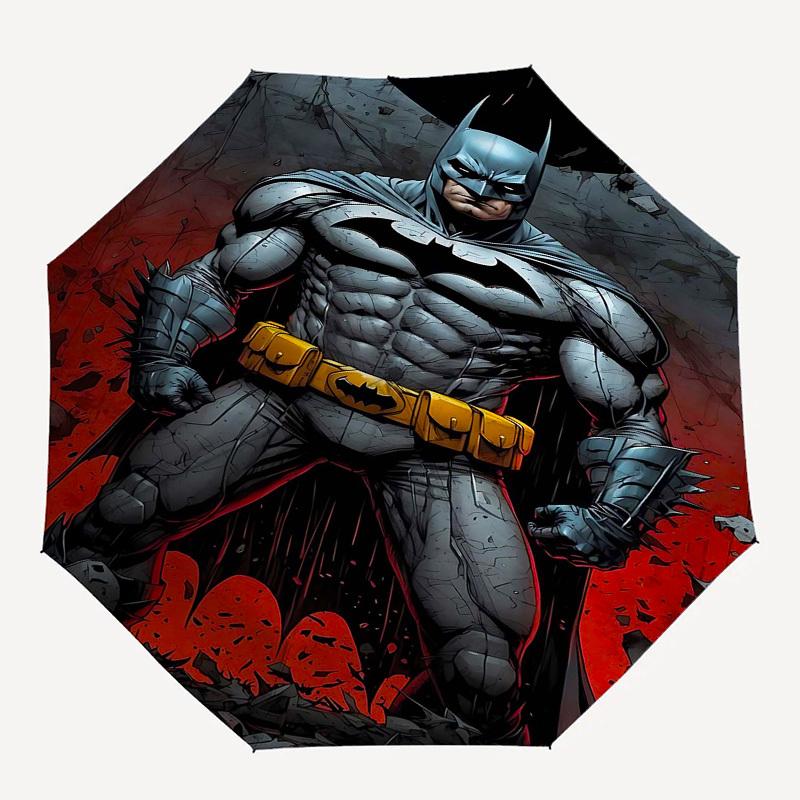 1pc Batman, Gotham Automatic Folding Umbrella - Compact 8-Rib Design, Durable Plastic & Iron1321L