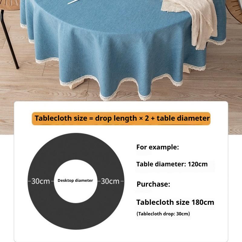 Large Round Linen Tablecloth, TPU Waterproof and Oil-proof Fabric, Suitable for Hotels, Homes, Round Tables, and Guesthouses.