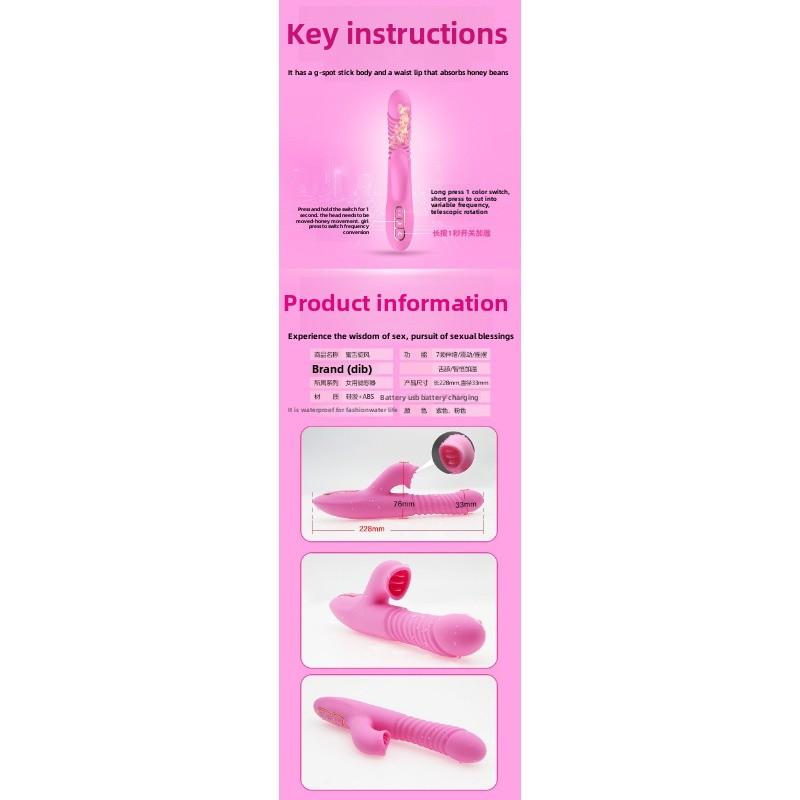 Honey Tongue Cyclone Fully Automatic Telescopic Heated Vibrator Female Electric Masturbator Erotic Sex Toys