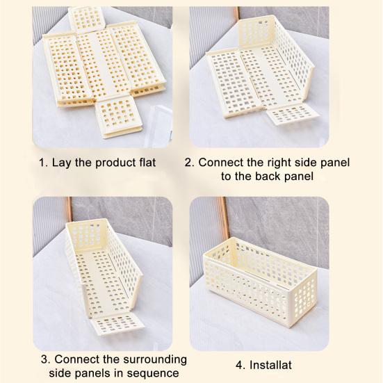 Storage Box Foldable Stackable Organizer with Ventilated Hollow Design Space Saving Storage Bin for Household Travel