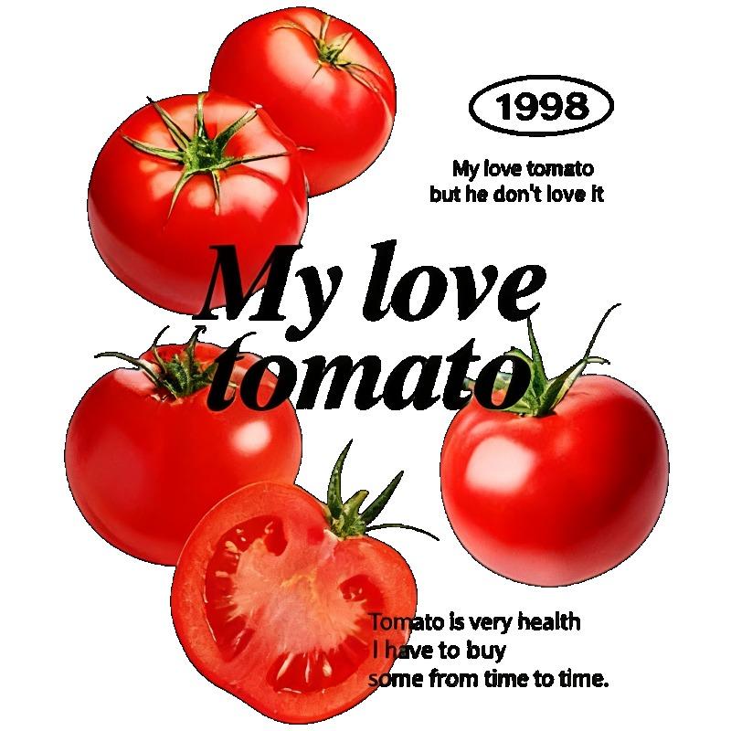 Oversized T Shirt Black Tomatoes Print With My Love Tomatoes Text Casual Wear For Women Summer Outfits Streetwear Fashion Trendy Top