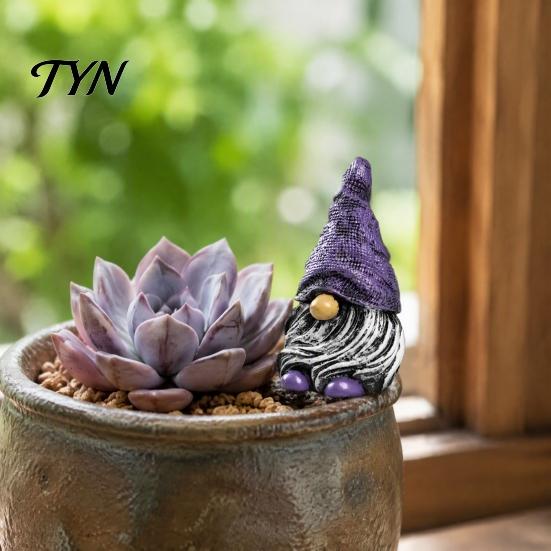 Colorful Yard Decor Hat Gnome Resin Statue, Faceless Dwarf Figurine with Wrinkled Hat, Cute Gnomes Waterproof Garden Ornament, Indoor Tabletop