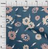 oneOone Cotton Flex Teal Blue Fabric Floral  Sewing Craft Projects Fabric Prints By Yard 40 Inch