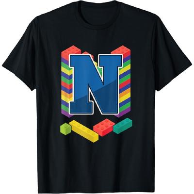 Letter N Master Builder Alphabet Last Name Building Blocks T-Shirt