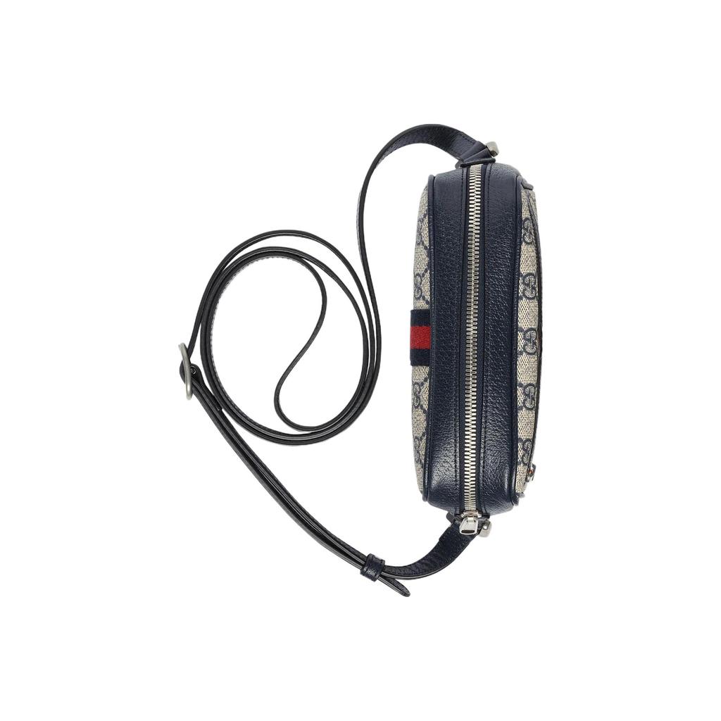Gucci Ophidia GG Supreme Canvas Camera Bag Beige Navy Blue Web Stripe Daily Travel 517350-96IWN-4076
