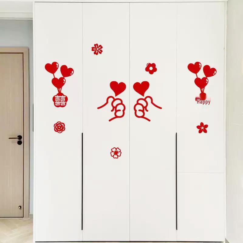 Wedding Room & Wardrobe Decor Set: Groom's Bedroom Double Happiness Stickers