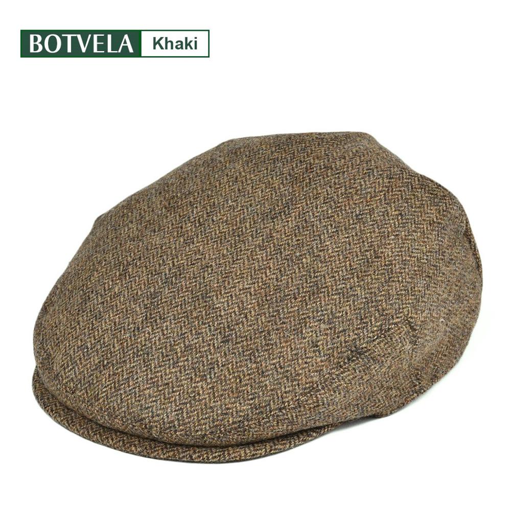 Botvela Grote Maat 100% Wol Ivy Pet XL Heren Platte Petten Tweed Scally Hoed Bunnet Paddy Dai Kaasschaaf Newsboy Pet Rijpetten 62-63cm gray