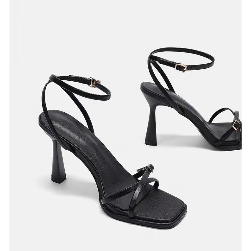 Fashion New Summer Fashion Open Toe Pure Color 2025 Women High Heels Non-slip Sexy Women Sandal Thin Heels Square Toe Women Shoes