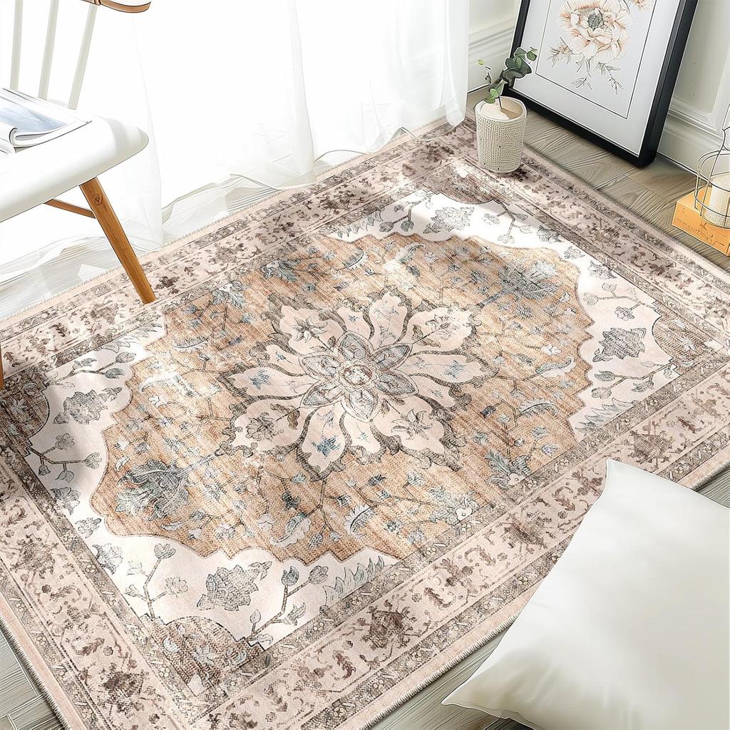 Vintage Boho Area Rug Non-slip Machine Washable Waterproof Carpet for Home Living Room Bedroom Room Outdoor Floor Mat Doormat