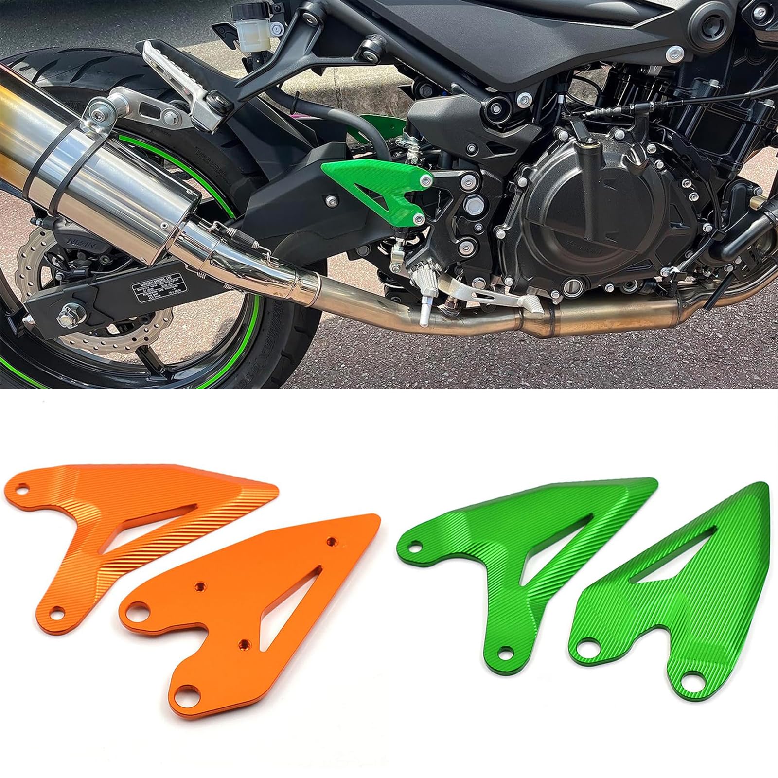 

Motorcycle Heel Plate Guard Protector Set for Kawasaki Ninja 400 Z400 (2018-2022) (Green)