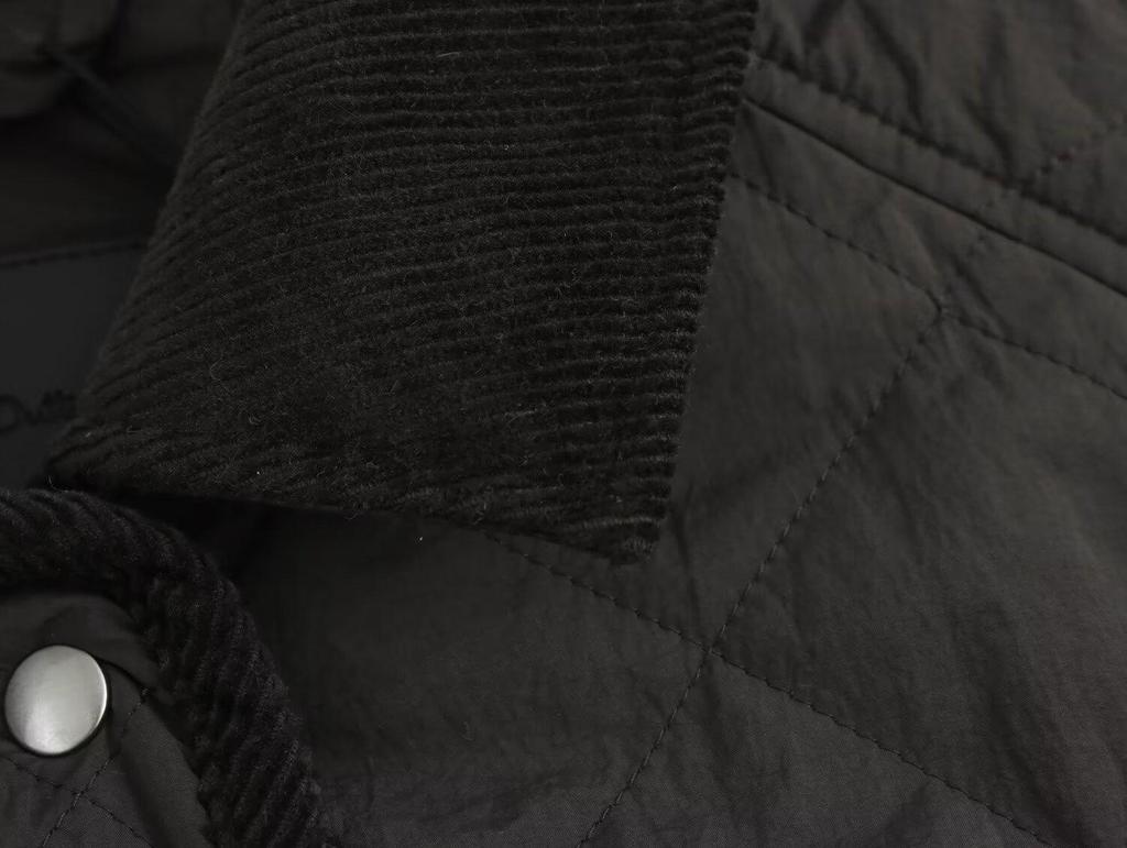 2024 Autumn Women's European & American Style High Neck Diamond Pattern Short Cotton Jacket