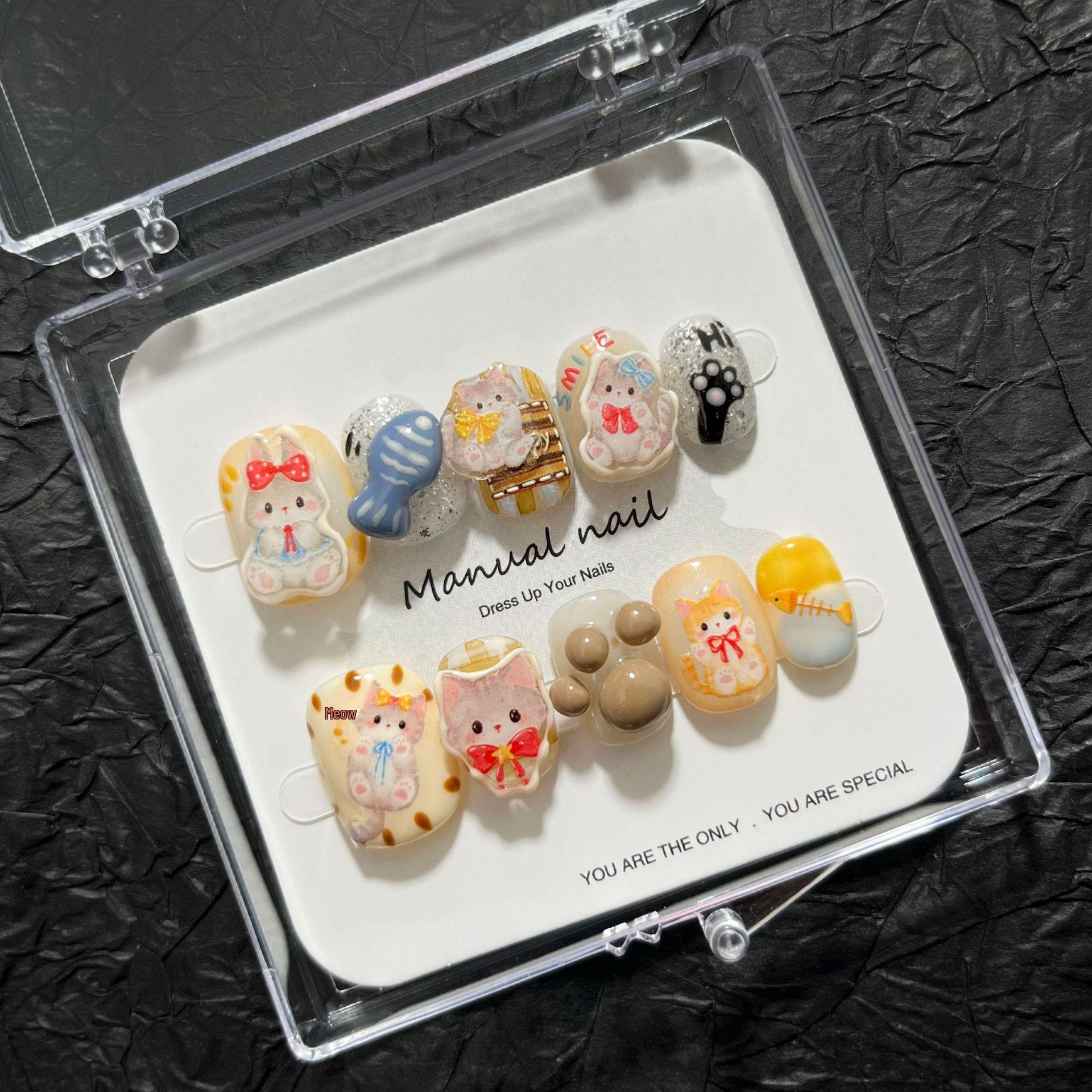 Handmade Cute Cartoon Girl Nail Art Stickers (Removable, A640) Extra Small