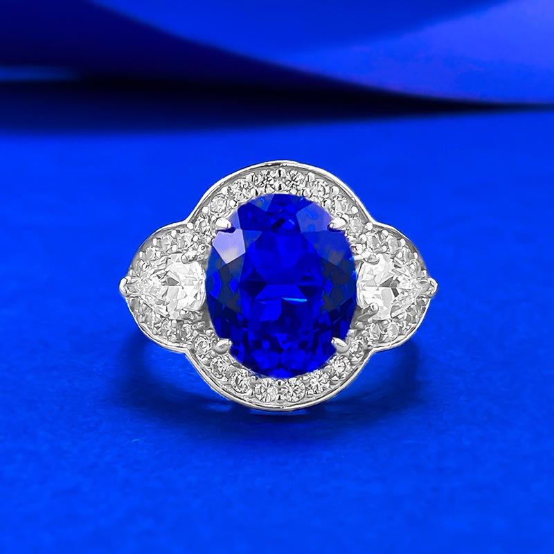 

Xiancan Exquisite S925 Silver Oval Royal Blue Ring with Cobalt Inlay Size 9