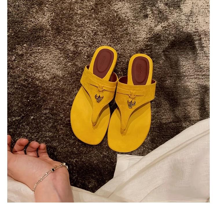 The Same Style As the Grape Mother, French Temperament Herringbone with Tassel, Versatile Low-heeled Cool Slippers, Women's Sandals, Spring and Summer