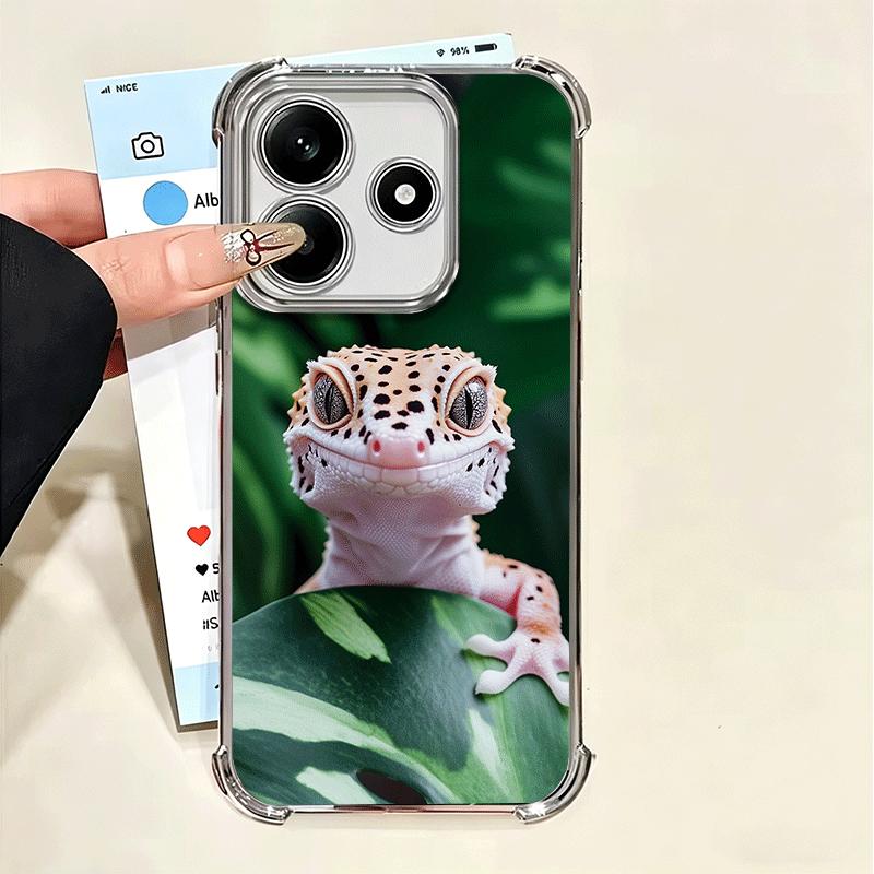 

Lizards Geckos Cute Pet Plating Phone Case For Xiaomi Poco X5 X6 X7 X8 Pro Max F8 Ultra F7 M8 M7 M5S Redmi 15C 15 14C 13C 13 X3 Xiaomi Poco X7