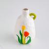 Ceramic Vase Embossed Tulip Colorful Flower Pattern Flower Vase Floral Arrangement Accessories Home Decoration Accessories