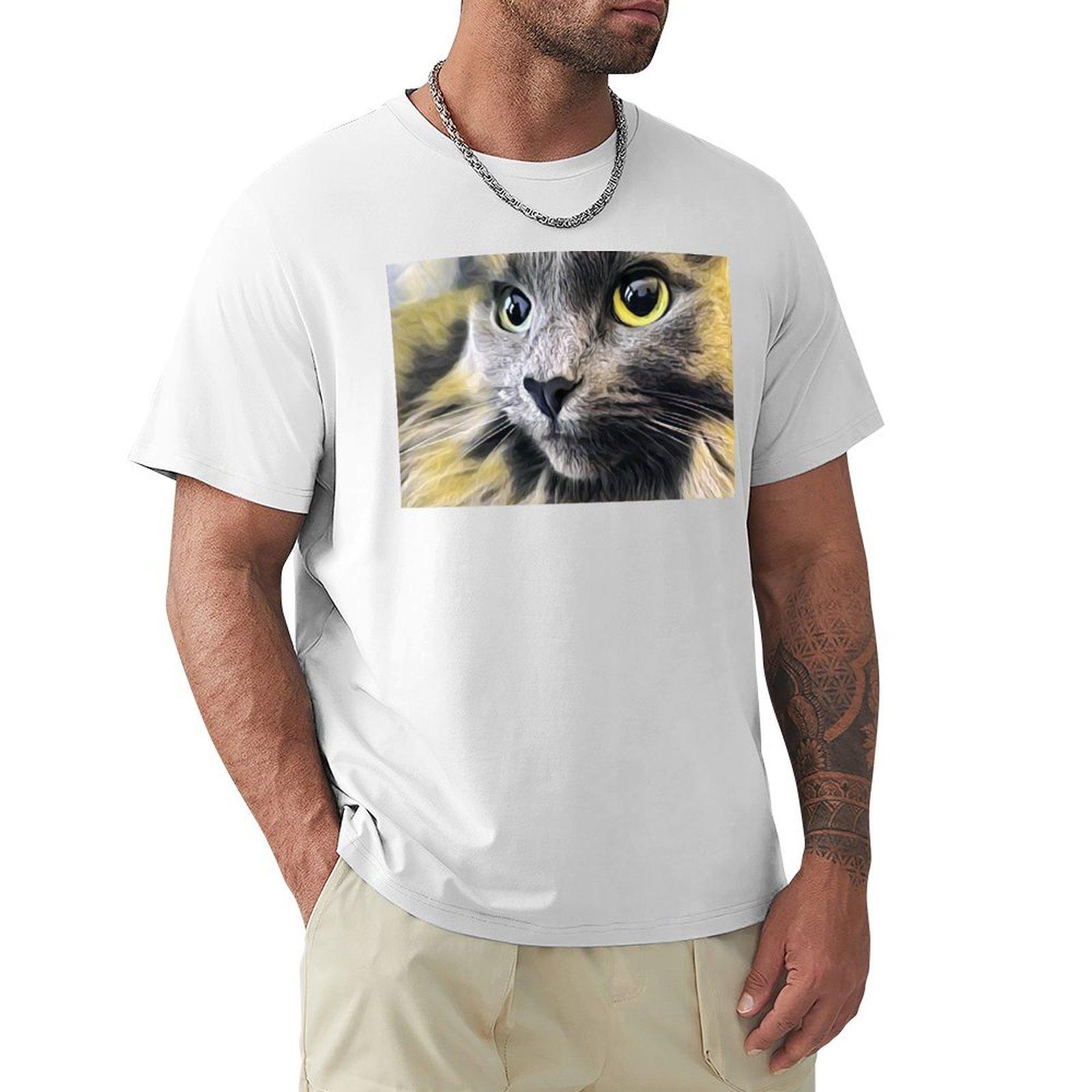Stunning Gray Cat Tshirt Large Size Short Sleeve Tshirt S