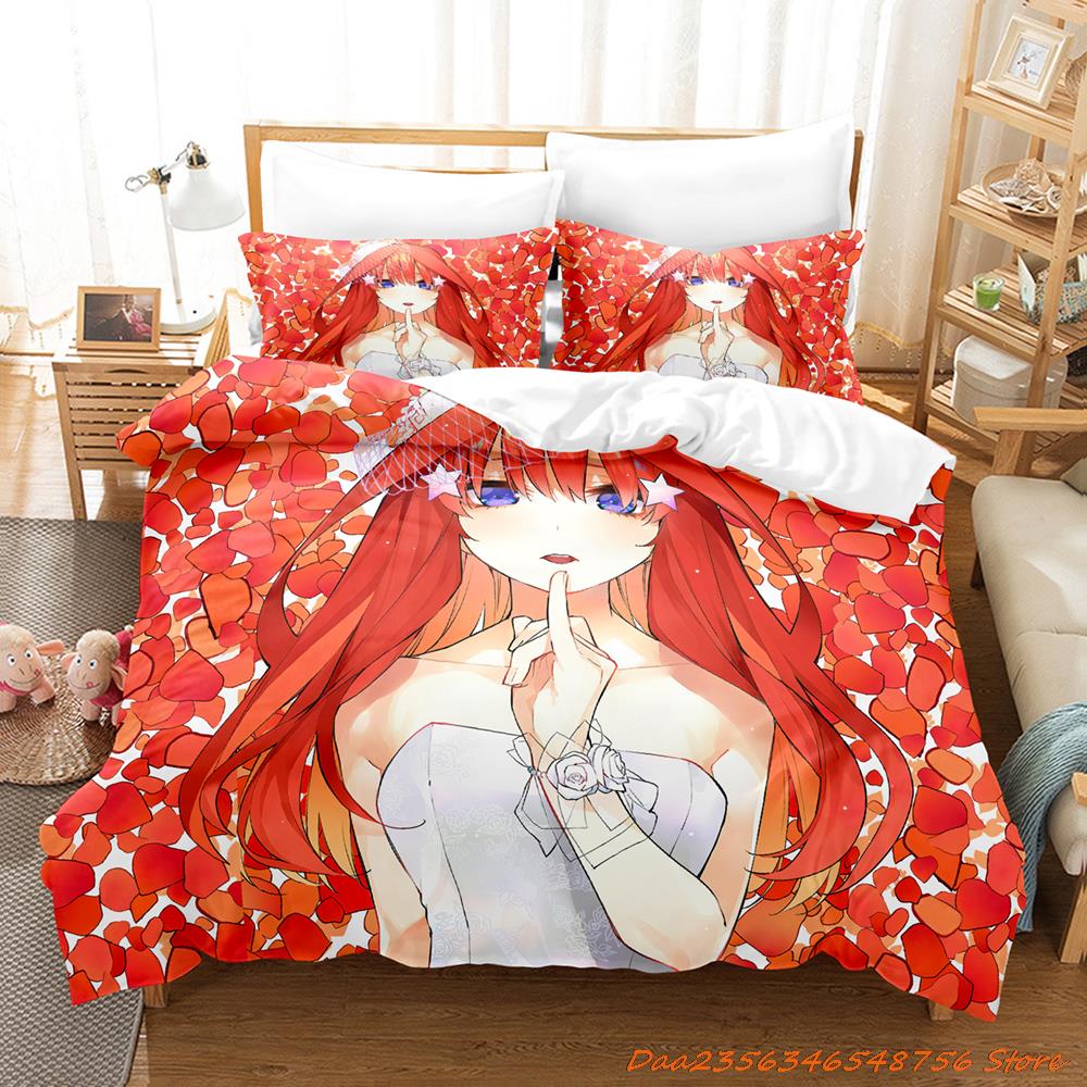 New The Quintessential Quintuplets Bedding Set Cartoon Anime three-piece set Adult Kid Bedroom Duvetcover Sets cama de casa