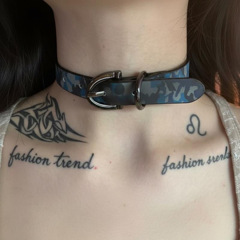 Y2K Fashion Gothic Leather Chain Choker Necklace for Women Men Trendy Vintage Neo-Gothic Collar Jewelry Accessories Gifts