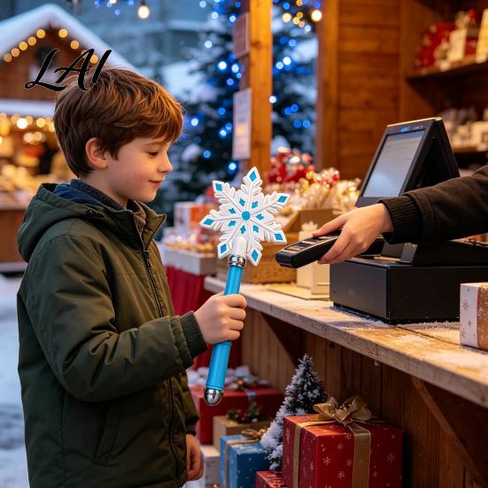 Contactless Payment Wand 3D Printed Christmas Wand Tap to Pay Credit Card Holder Stick Accessory Fun Candy Cane Extension Prop Holiday Gadget