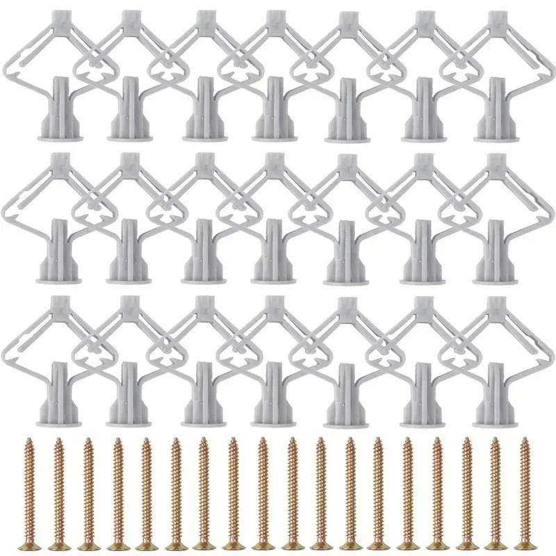 Plasterboard Expansion Screw Tube Drywall Anchor Bolt Hollow-Wall Plug Airplane Expansion Plug Pipe Gypsum Board Anchors Fix Kit 20PCS(10sets)
