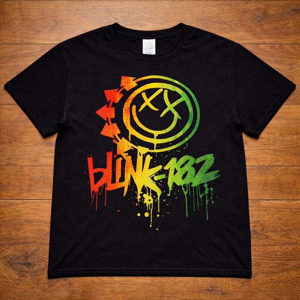 Blink182 Smiley Face TShirt Black Punk Rock Band Tee Adults Kids S3XL 2XL