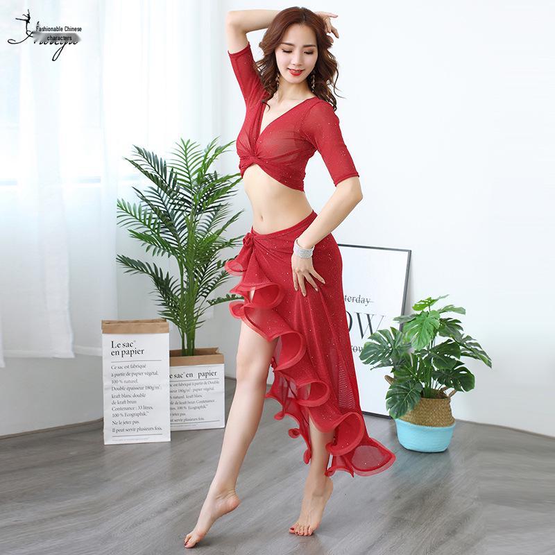 Huayu Belly Dance Practice Set: Hip Scarf Skirt for Women - Spring/Summer
