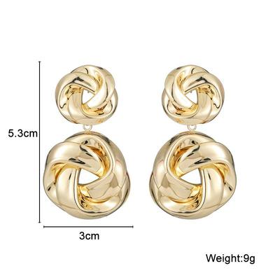 Creative Double-layer Twist Metal Drop Earrings For Women New Exaggerated Temperament Gold Color Personality Jewelry
