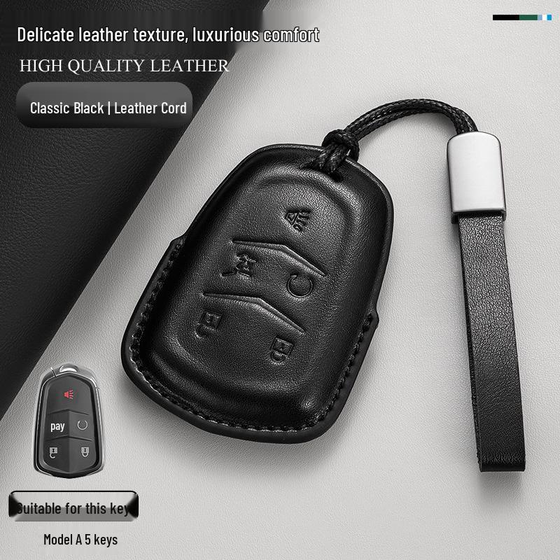 Genuine Leather Key Case for Cadillac: Compatible with CT6, XT5, XT4, XT6, CT4, CT5, XTS, GT4, and ATSL Models.