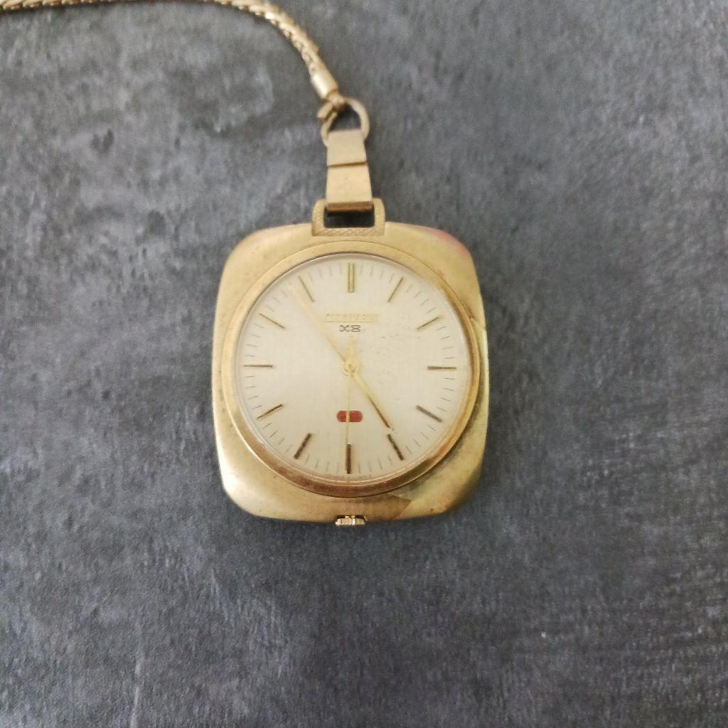 Used CITIZEN XB Pocket Watch Gold Color Electronic Watch
