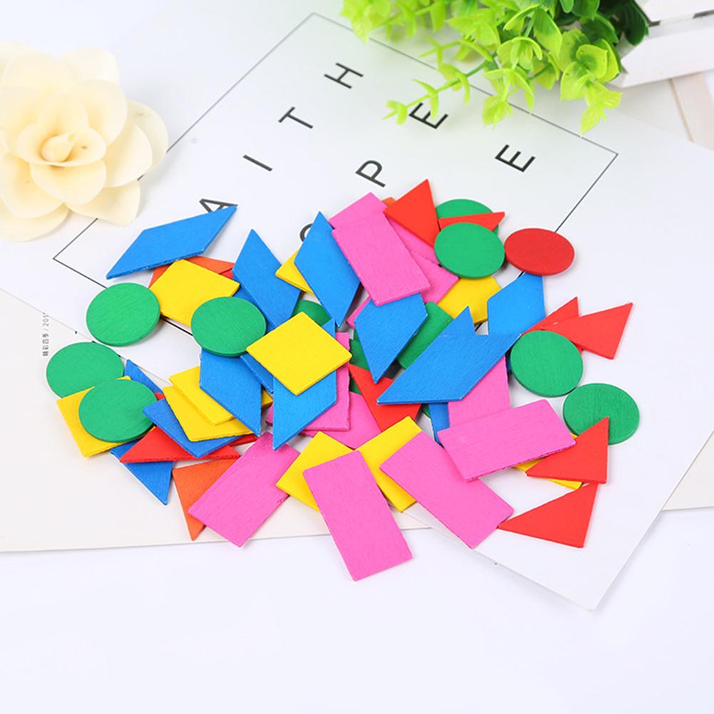 Wooden Colorful Round Geometric Chips Math Teaching Aids Educational Kids Toy
