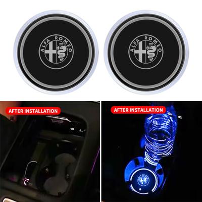 1/2pcs Car Luminous Water Cup Pad LED Atmosphere Light For Giulia Stelvio Giulietta 159 147 156 166 Car Accessories