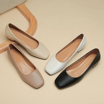 Mode Nouveaux Mocassins Plats pour Femmes Simples Talons Bas Chaussures Décontractées pour le Travail de Bureau Chaussures Plates à Enfiler Chaussures à Bout Carré pour Dames Chaussures de Travail