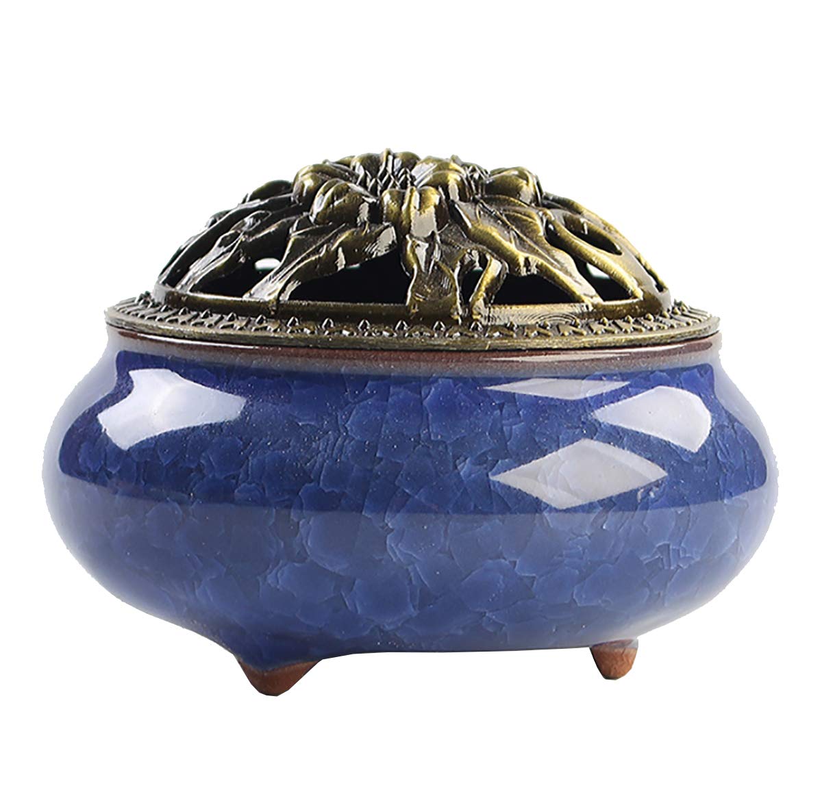 

Antique-style Ceramic Incense Burner, 9.5cm Diameter, for Incense Sticks and Incense Sticks, Blue