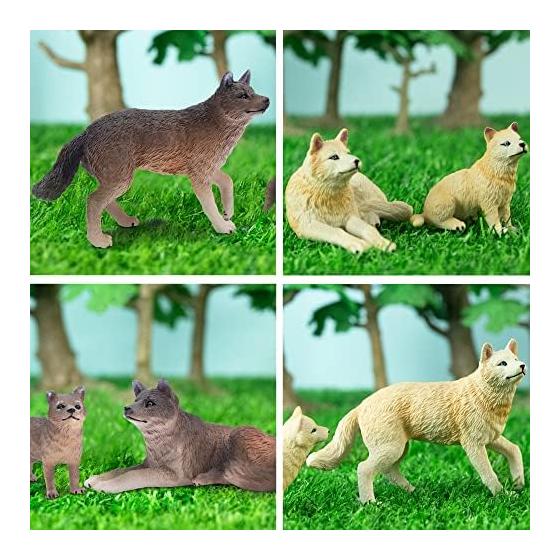 TOYMANY 8PCS Wolf Figure Animal Figure Set Realistic Animal Toy Wolf Family Popular Animal Toy Birthday Gift Christmas New Year Decoration Collection