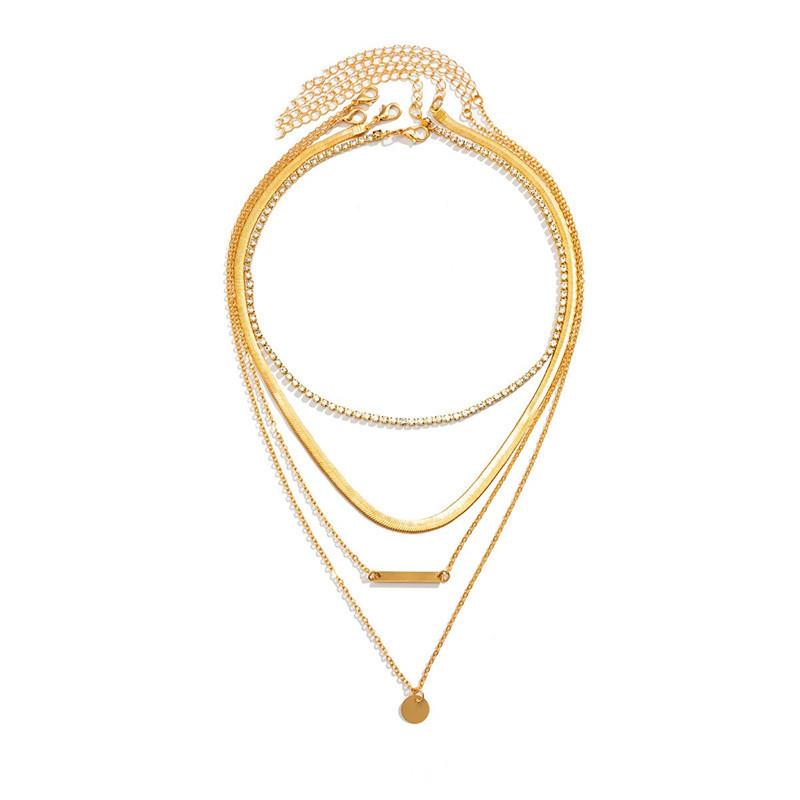 Модная цепочка на ключицу со стразами, женские многослойные геометрические металлические цепочки, бриллиантовое ожерелье