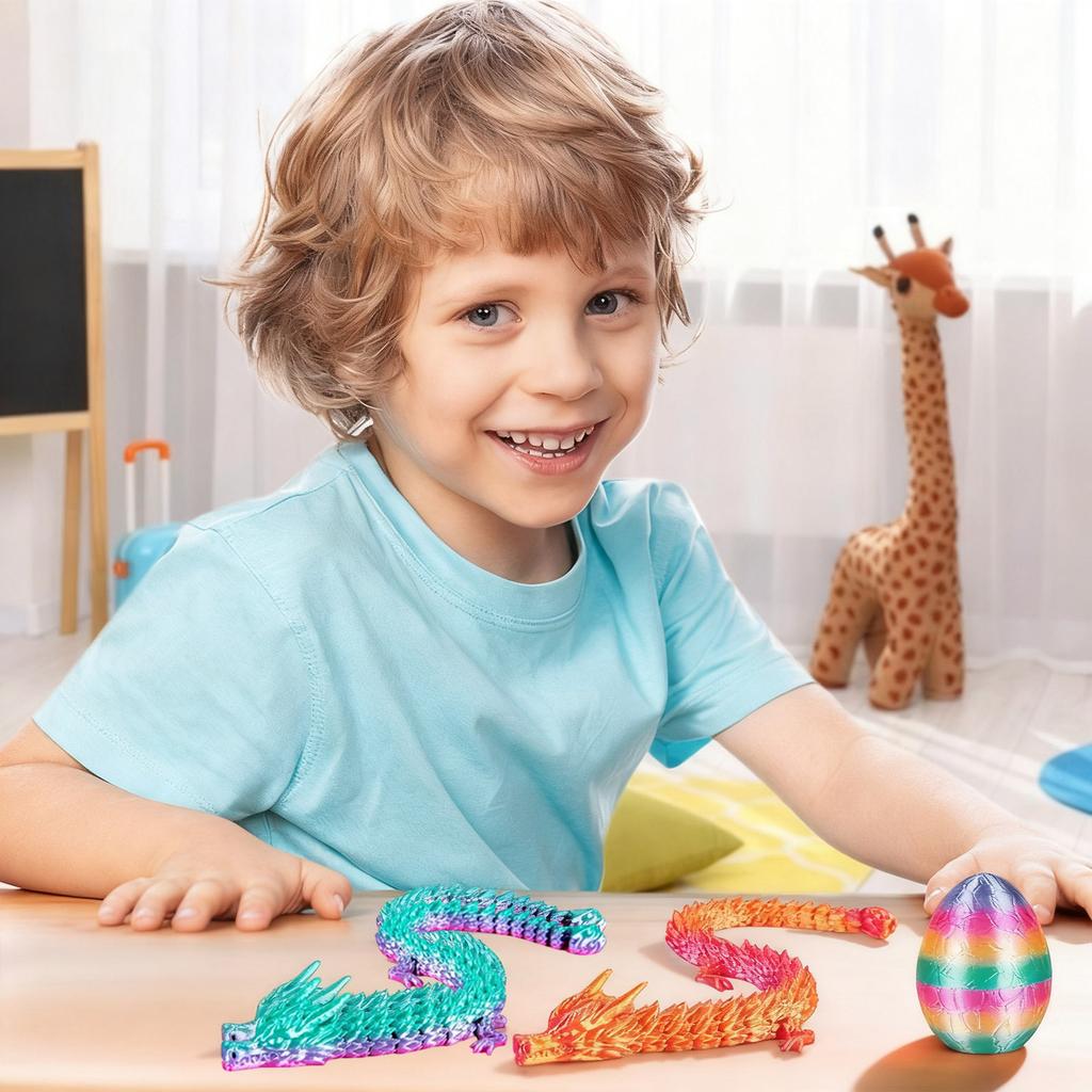 4Pcs 3D Printed With 8.86inch Dragon Inside 3D Printed Toys Dragon Toys For Kid & Adults, Easter Home Decor, 4Pack