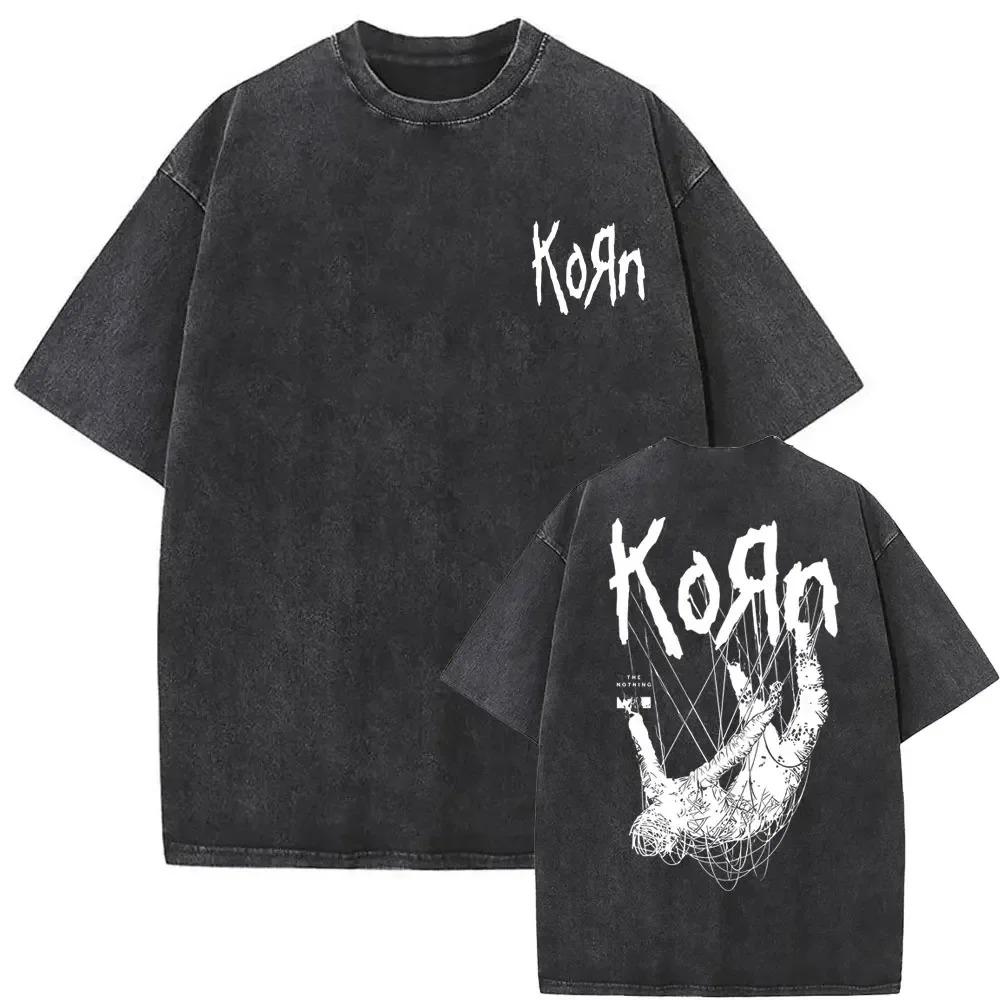 Korn Follow The Leader Album Vintage Washed Graphic Tee Unisex Gothic NuMetal Unisexs Casual Oversized Cotton TShirt