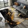 2025 Neuer Stil Schwarz Weiß Gold Marmor Mode 3D Teppich für Wohnzimmer Schlafzimmer Zuhause Sofadekoration, Rutschfeste Bodenmatte für Kinder