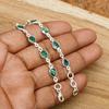 Bracciale con Charms in Argento Sterling 925 Massiccio Smeraldo Colorato Fatto a Mano Designer Boho Gioielli