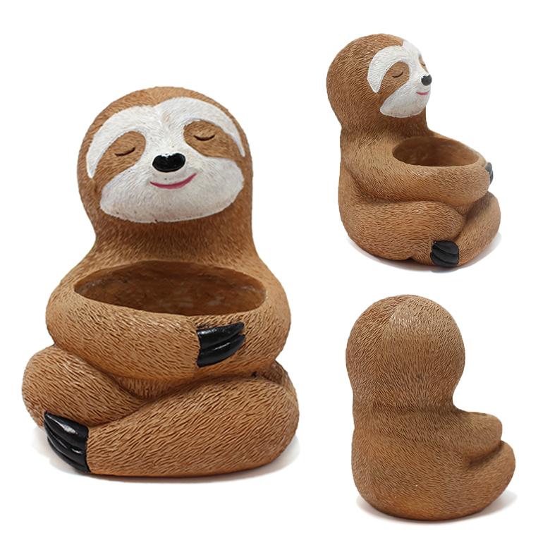 1 piece of a tree sloth flowerpot embracing flowers, creative home flowerpot, garden decorative animal flowerpot