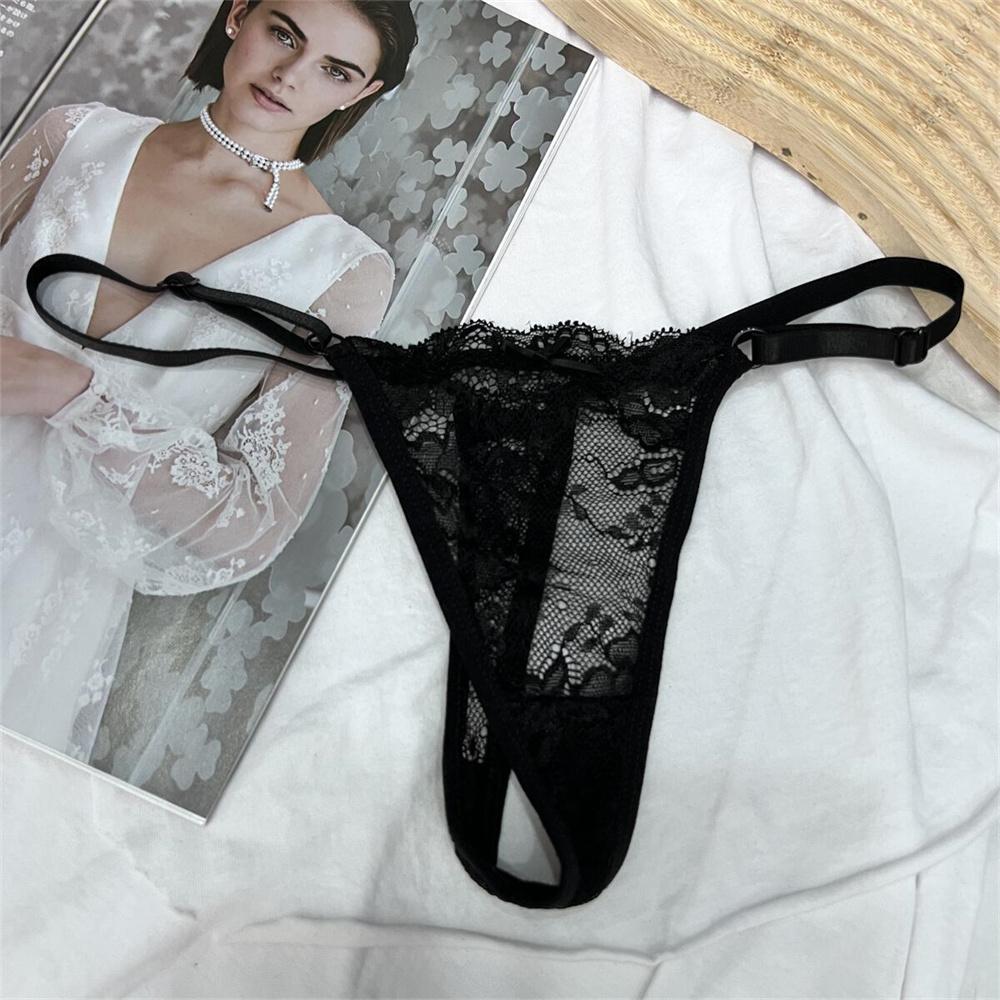 3Pcs/Set Adjustable Belt Sexy Women Lace Thong Panties Low Waist G-String Underwear Hollow Out Lace Lingerie