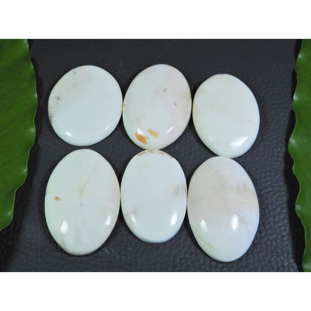 270Cts. Natural White Scolecite Oval Cabochon Loose Gemstone 6 Pcs Lot A-280