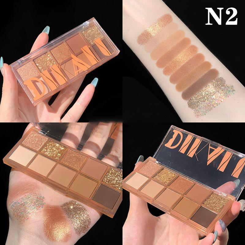 Dikalu 12-Color Low Saturation Eyeshadow Palette All Matte Tea Apricot Eye Makeup Palette Daily Earth Makeup Long Eye Shadows 2