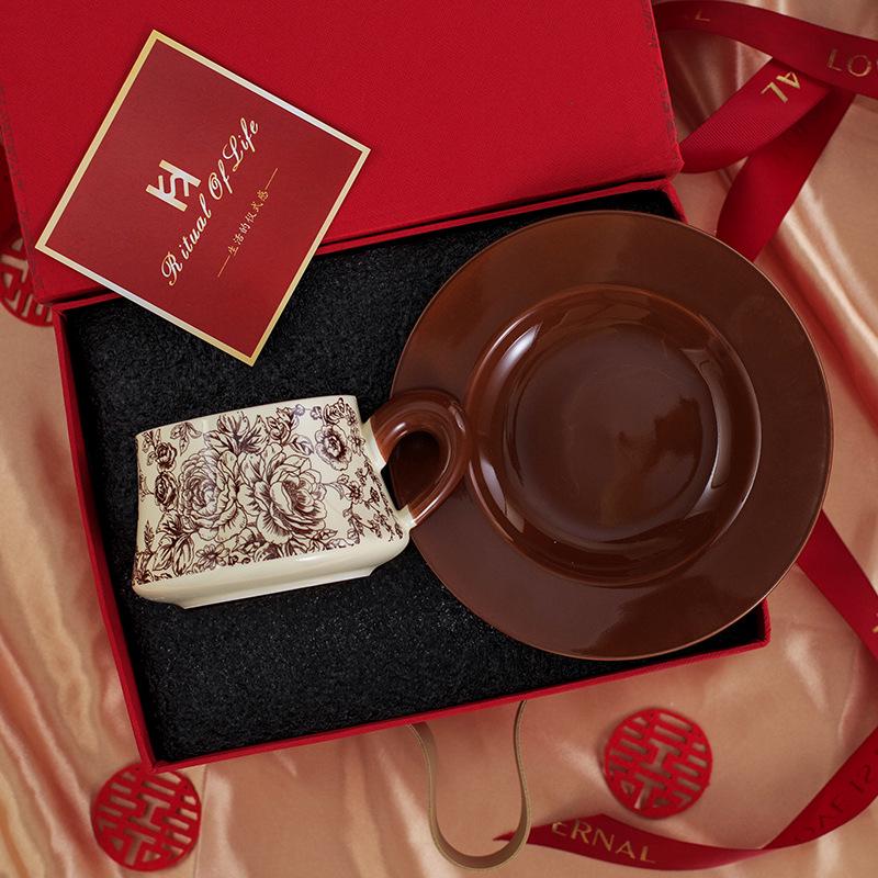Luxury Rose Ceramic Cup & Saucer Gift Set - Elegant Coffee & Tea Mug 230ml
