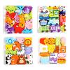1 Set Wooden Building Block Puzzle 3D Cartoon Dinosaur Animal Vehicle Foods Toddlers Preschool Learning Educational Jigsaw Puzzle Toy
