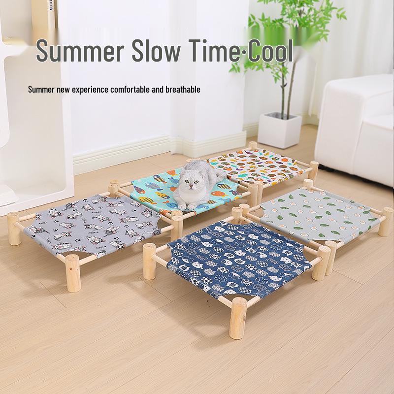 Celoroční prodyšný pelíšek pro domácí mazlíčky z masivního dřeva - Odnímatelné, pratelné hnízdo pro psy a kočky