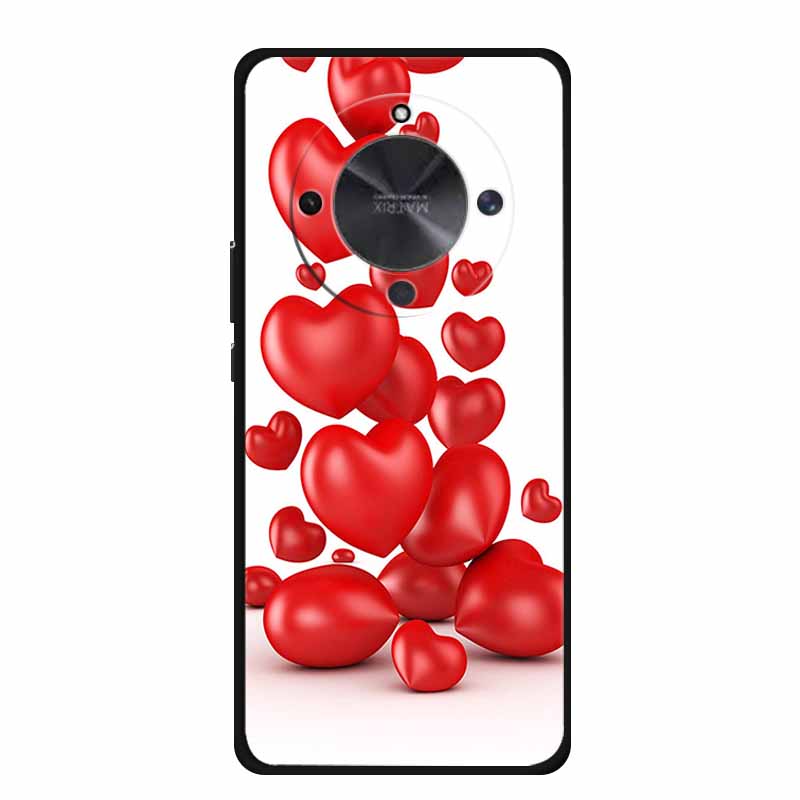 Phone Case For Honor X70 5G 2025 Case X 70 Coque Flowers Black Silicone Soft Back Cover For Honor X70 Cases HonorX70 Funda 6.79"